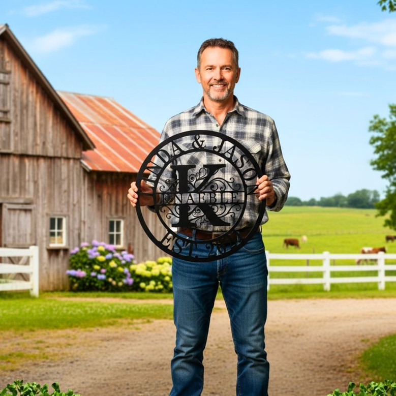 Personalized Family Name Metal Sign - Custom Monogram Decor Personalized Family Name Metal Sign - Custom Monogram Decor