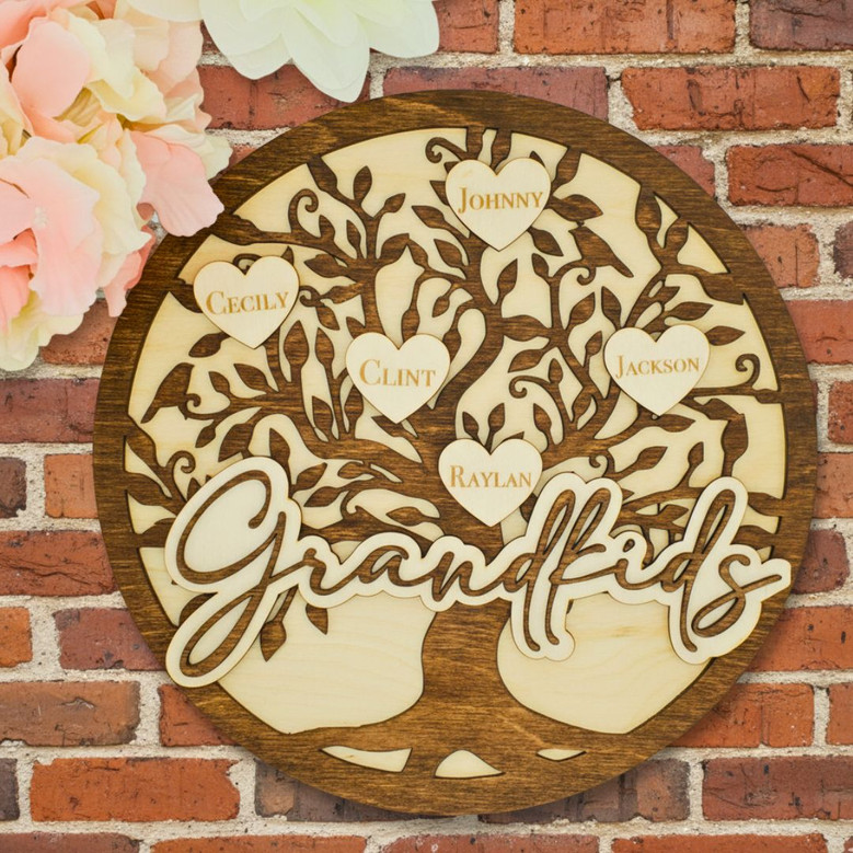 Family Tree Wall Decor Wood Sign - Heartfelt Mother's Day Gift From Kids Or Grandkids Family Tree Wall Decor Wood Sign - Heartfelt Mother's Day Gift From Kids Or Grandkids