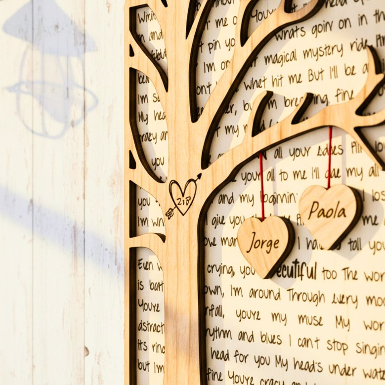 Personalized Tree-Themed Wood Sign For Anniversary Or Valentine's Day - Custom Engraved Message For Couples