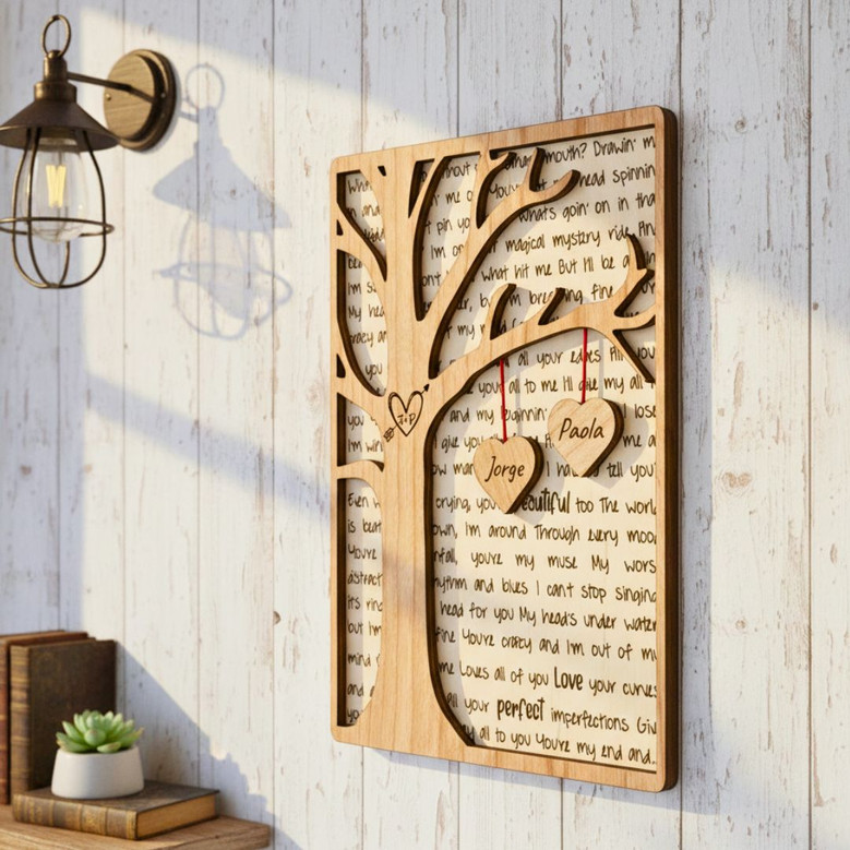 Personalized Tree-Themed Wood Sign For Anniversary Or Valentine's Day - Custom Engraved Message For Couples