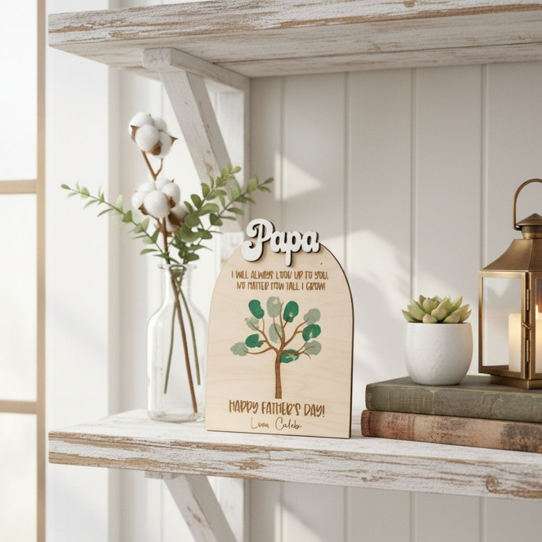 Personalized Dad Handprint Wood Sign - Unique Father's Day Craft For Kids To Gift Dad