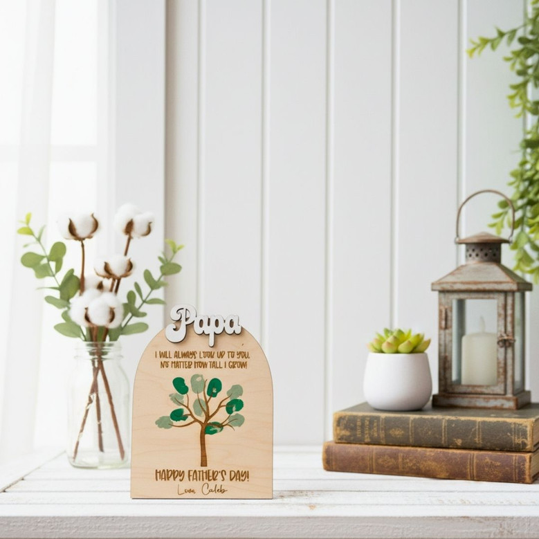 Personalized Dad Handprint Wood Sign - Unique Father's Day Craft For Kids To Gift Dad