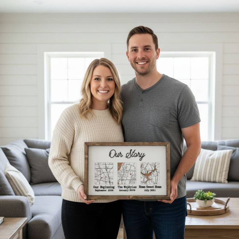 Personalized Couple Milestones Wood Sign - Heartfelt Housewarming, Engagement, Wedding, Anniversary Gift