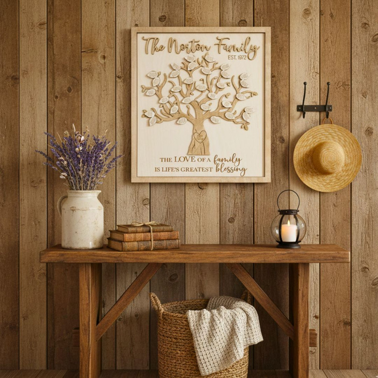 Personalized Family Tree Wall Art - Thoughtful Wood Sign For Anniversary & Mother's Day