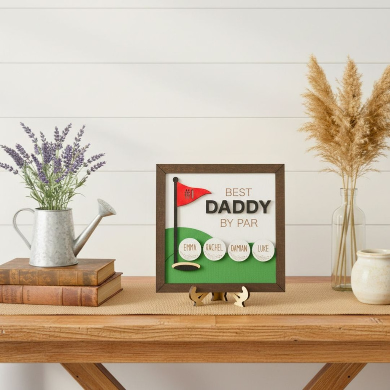 Dad Golf Wood Sign - Personalized Father's Day Gift With Custom Kids' Names For Golf-Loving Grandpa Husband Dad Golf Wood Sign - Personalized Father's Day Gift With Custom Kids' Names For Golf-Loving Grandpa Husband