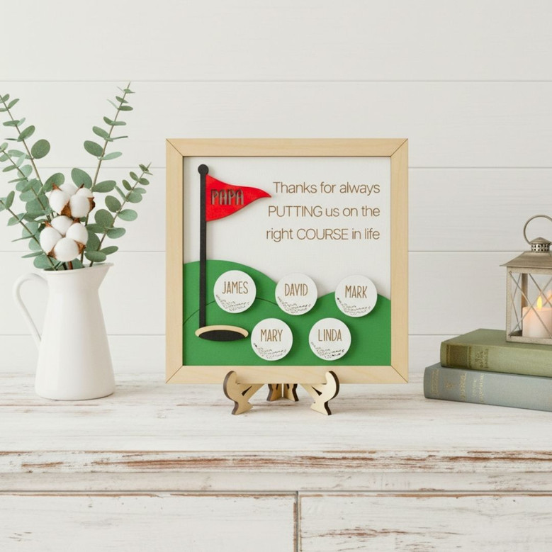 Dad Golf Wood Sign - Personalized Father's Day Gift With Custom Kids' Names For Golf-Loving Grandpa Husband Dad Golf Wood Sign - Personalized Father's Day Gift With Custom Kids' Names For Golf-Loving Grandpa Husband
