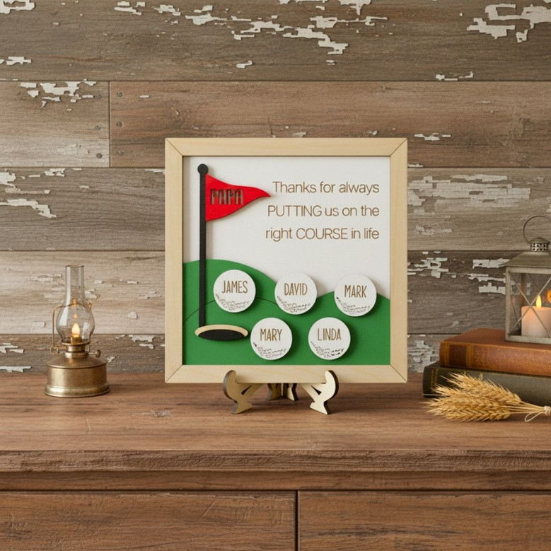 Dad Golf Wood Sign - Personalized Father's Day Gift With Custom Kids' Names For Golf-Loving Grandpa Husband Dad Golf Wood Sign - Personalized Father's Day Gift With Custom Kids' Names For Golf-Loving Grandpa Husband