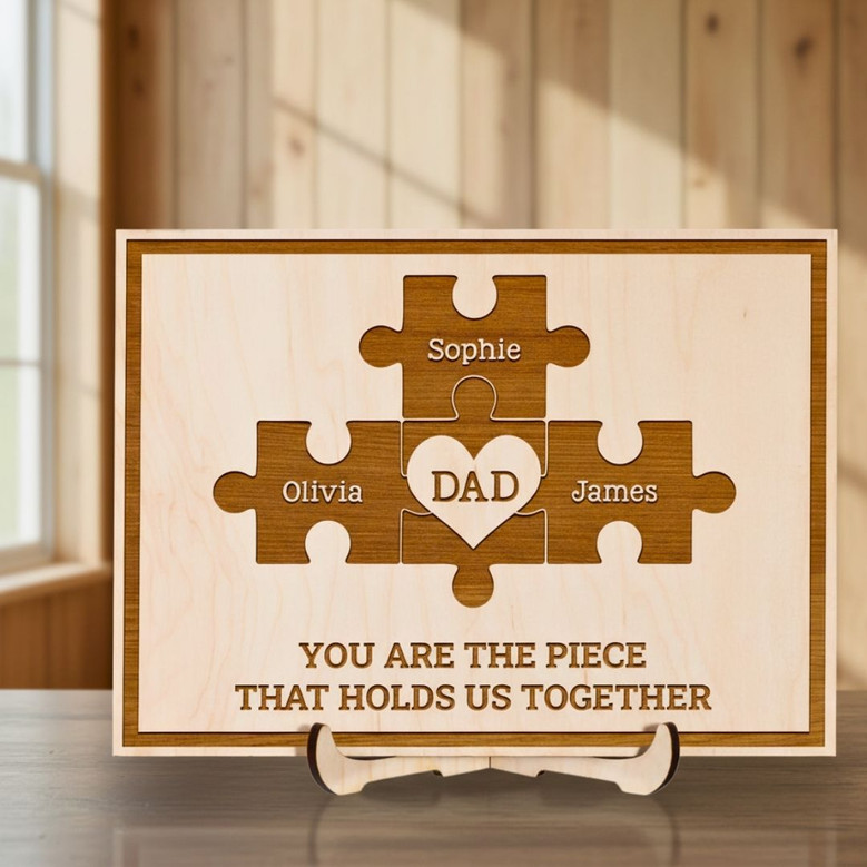 Personalized Dad Puzzle Wood Sign - Birthday Or Father's Day Gift From Kids