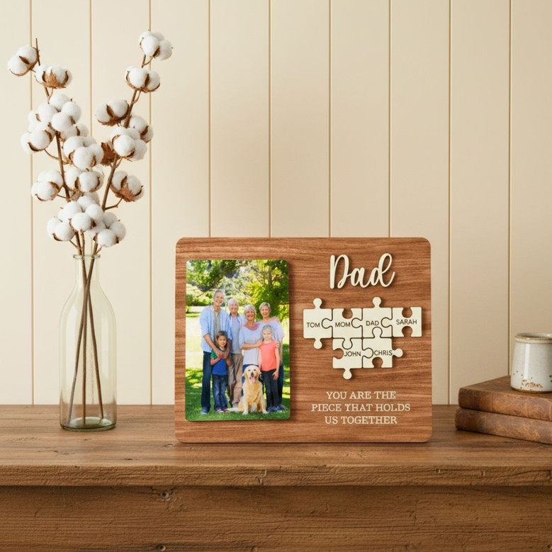 Personalized Dad Puzzle Wood Sign - 'You Are The Piece' Father's Day Gift For Dad From Kids
