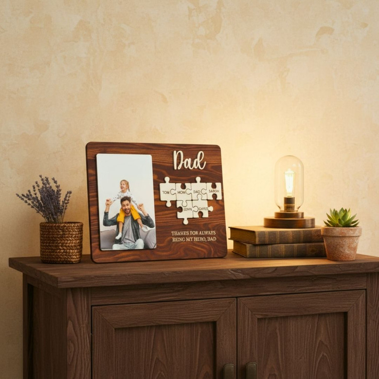 Personalized Dad Puzzle Wood Sign - 'You Are The Piece' Father's Day Gift For Dad From Kids