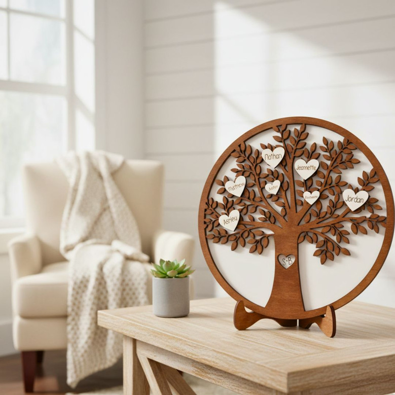 Personalized Family Tree Wood Sign For Home Decor Or Anniversary Gift