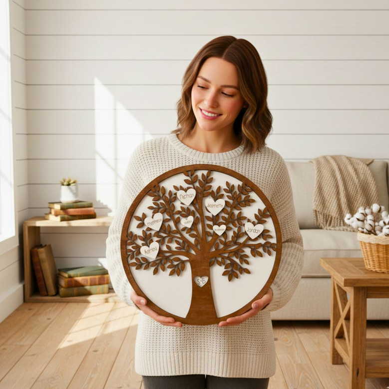Personalized Family Tree Wood Sign For Home Decor Or Anniversary Gift