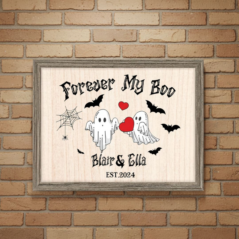 Halloween Gothic Decor With Forever My Boo Wood Sign For Couples - Custom Names