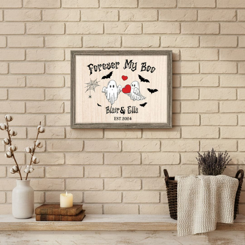 Halloween Gothic Decor With Forever My Boo Wood Sign For Couples - Custom Names