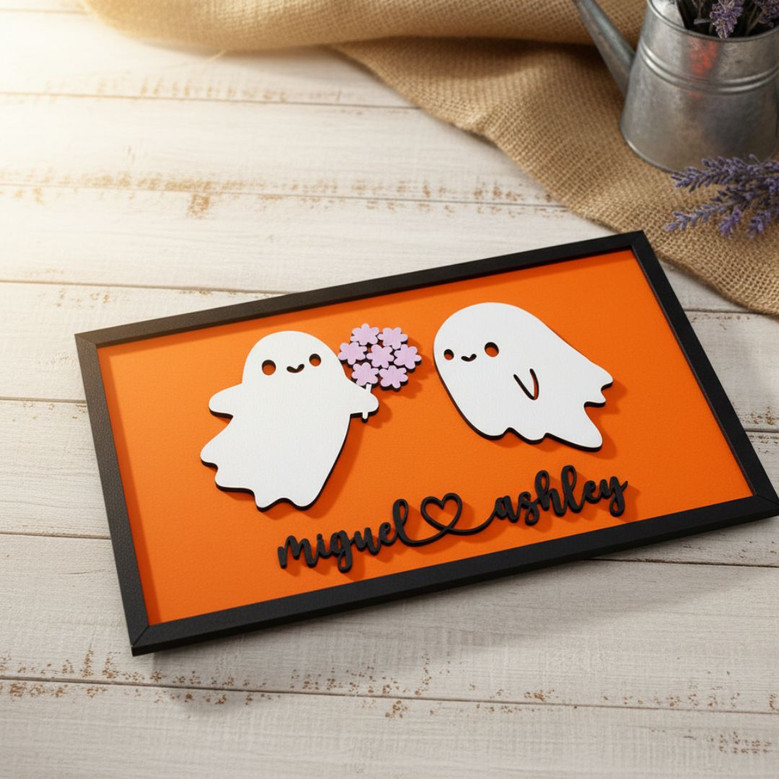 Forever My Boo Halloween Wood Sign For Couples - Cute Fall Decor For Lovers' Home