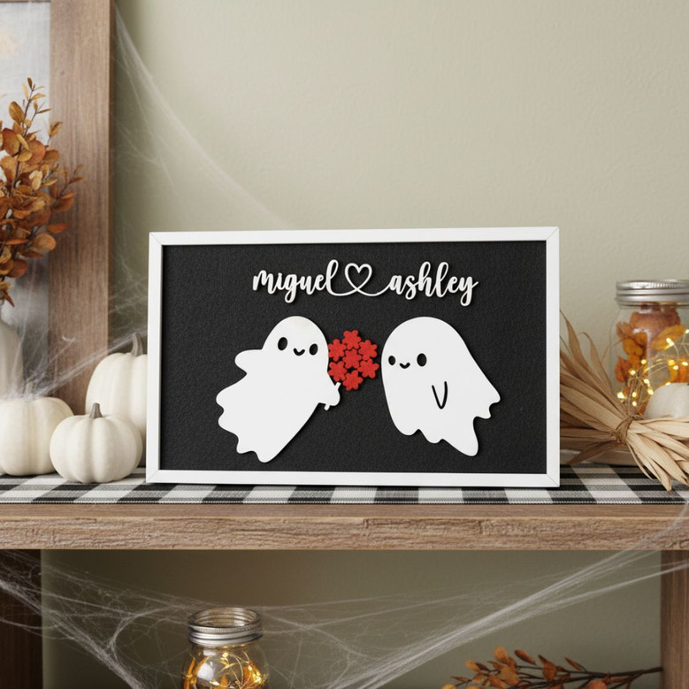 Forever My Boo Halloween Wood Sign For Couples - Cute Fall Decor For Lovers' Home