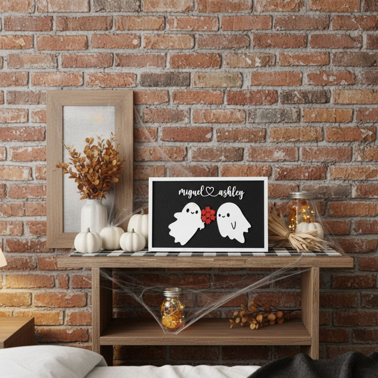 Forever My Boo Halloween Wood Sign For Couples - Cute Fall Decor For Lovers' Home