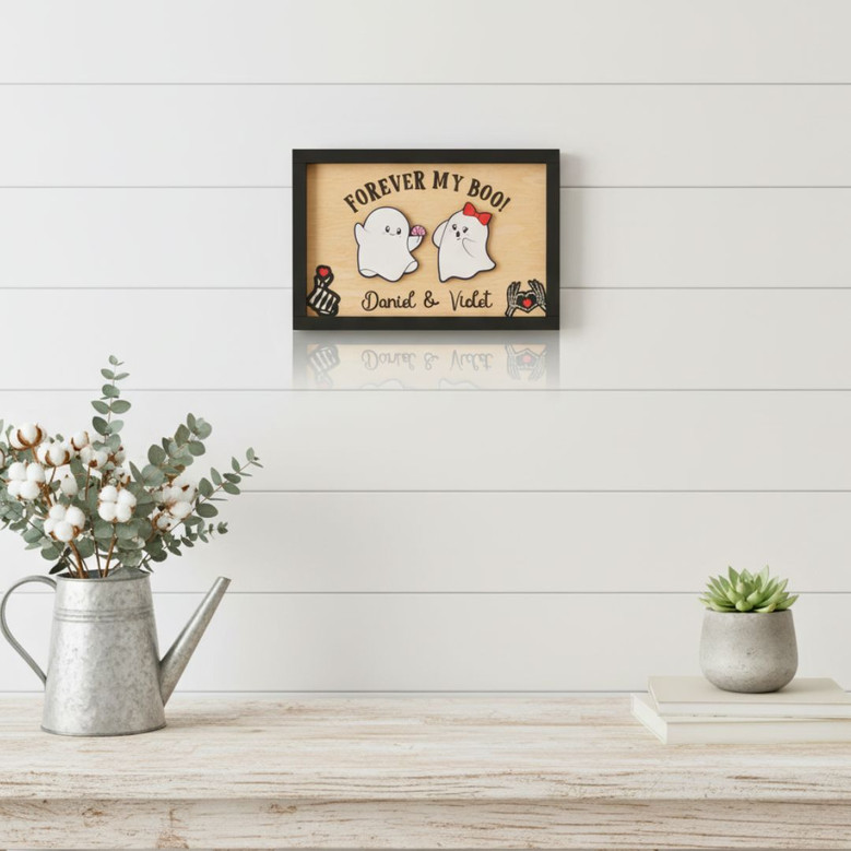 Forever My Boo Personalized Wood Sign - Halloween Spooky Couple Decor Gift