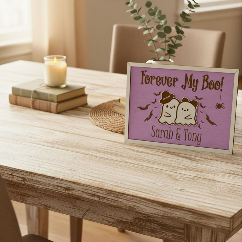 Personalized Forever My Boo Wood Sign For Couples - Cute Halloween Gift & Spooky Fall Home DéCor