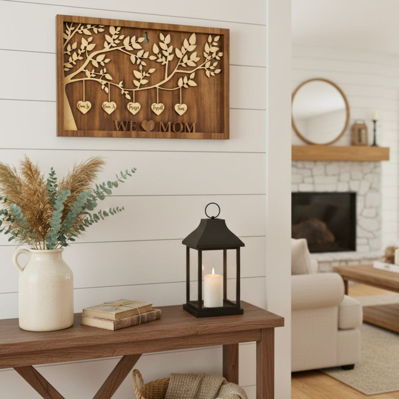 Family Tree Layered Wood Sign – Custom Family Name Gift for Mom, Grandma