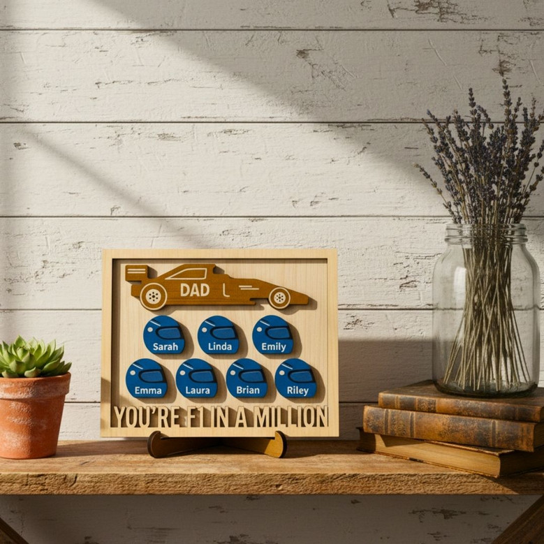 Racing Dad F1 Wood Sign - Personalized Father's Day Gift From Kids - Car Enthusiast DéCor For Living Room Racing Dad F1 Wood Sign - Personalized Father's Day Gift From Kids - Car Enthusiast DéCor For Living Room