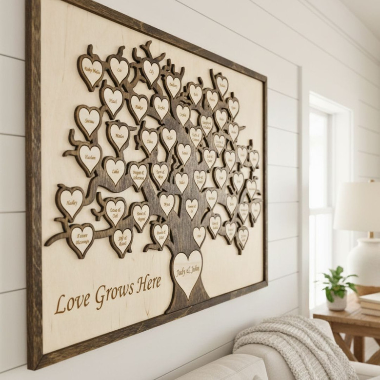 Custom Family Tree Layer Wood Sign – Wedding And Anniversary Gift for Parents Custom Family Tree Layer Wood Sign – Wedding And Anniversary Gift for Parents