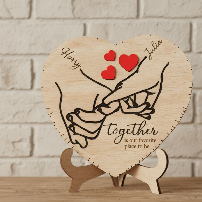 Heartfelt Personalized Wood Sign For Couples - Valentine Anniversary Decor