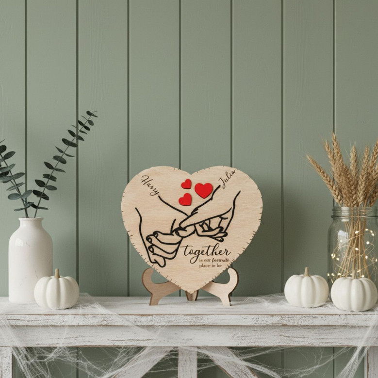 Heartfelt Personalized Wood Sign For Couples - Valentine Anniversary Decor