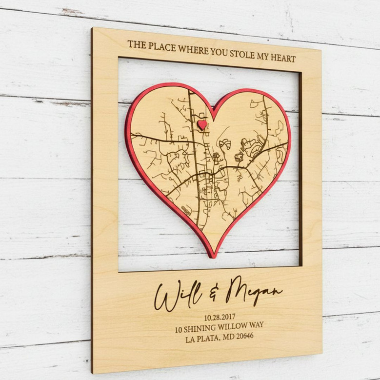 Thoughtful Where We Met Location Wood Map Sign With Special Date For Couples' Home DéCor
