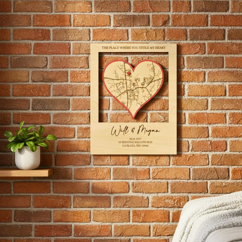 Thoughtful Where We Met Location Wood Map Sign With Special Date For Couples' Home DéCor