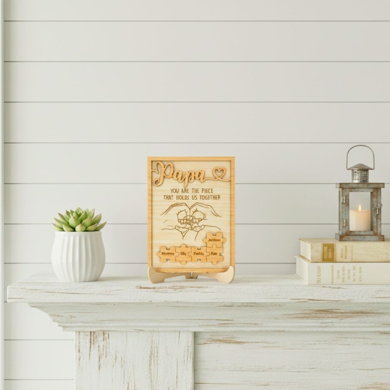 Thoughtful Custom Dad Puzzle Wood Sign Gift For Father's Day Celebration