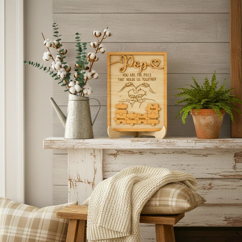 Thoughtful Custom Dad Puzzle Wood Sign Gift For Father's Day Celebration