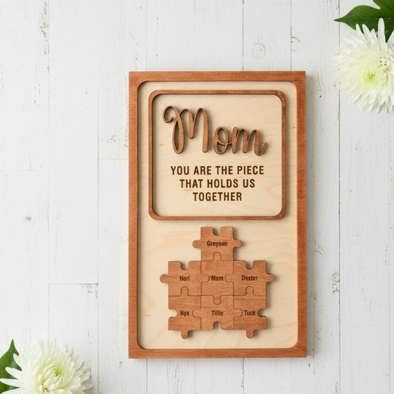 Heartfelt Dad Puzzle Wood Sign - Personalized Father's Day Gift For Living Room Decor
