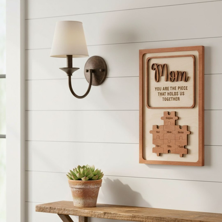 Heartfelt Dad Puzzle Wood Sign - Personalized Father's Day Gift For Living Room Decor