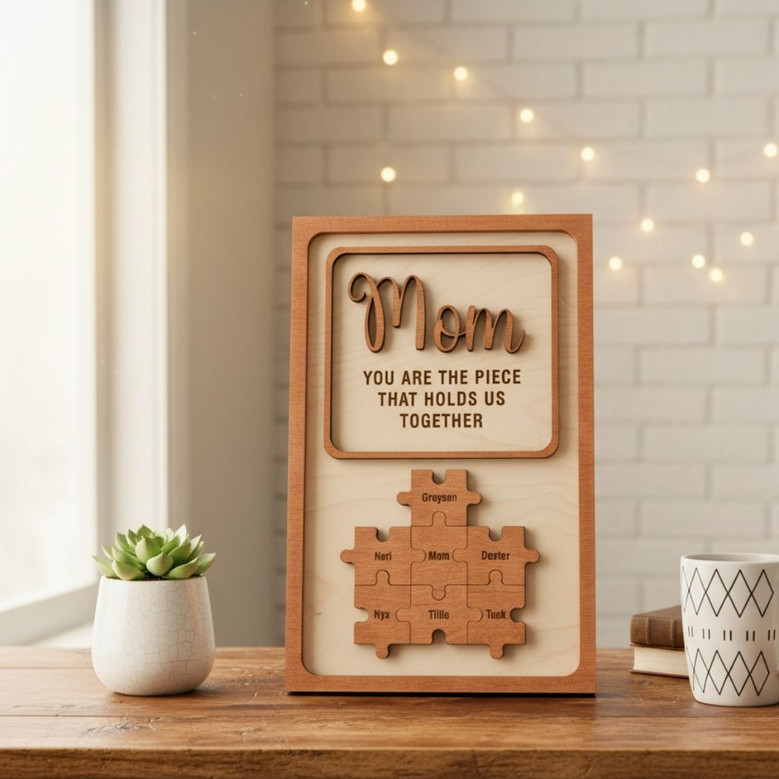 Heartfelt Dad Puzzle Wood Sign - Personalized Father's Day Gift For Living Room Decor