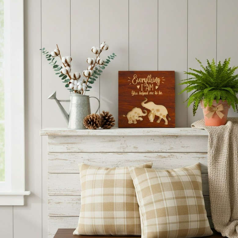 Customized Elephant Family Wood Sign For Dad Grandma Mom Father's Day Gift Customized Elephant Family Wood Sign For Dad Grandma Mom Father's Day Gift