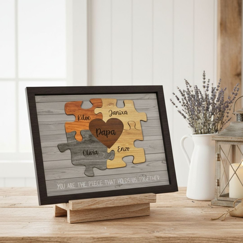 Heartfelt Personalized Dad Puzzle Wood Sign - Father's Day Or Birthday Gift From Son, Daughter, Or Wife