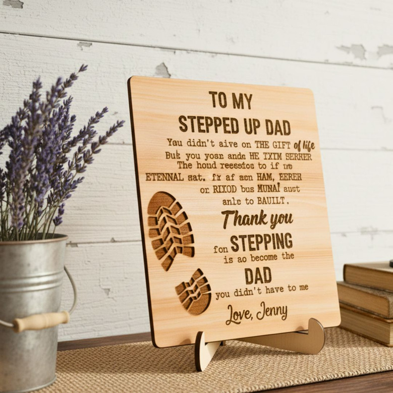 Personalized Step Dad Gifts Wood Sign With Touching Dad And Daughter Design For Thoughtful Father's Day Decor