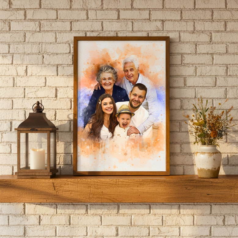 Add Deceased Loved One Photo - Custom Memorial Family Portrait on Canvas