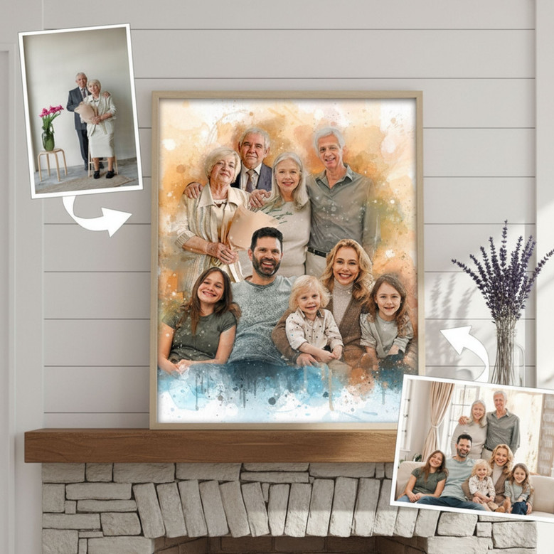 Add Deceased Loved One Photo - Custom Memorial Family Portrait on Canvas