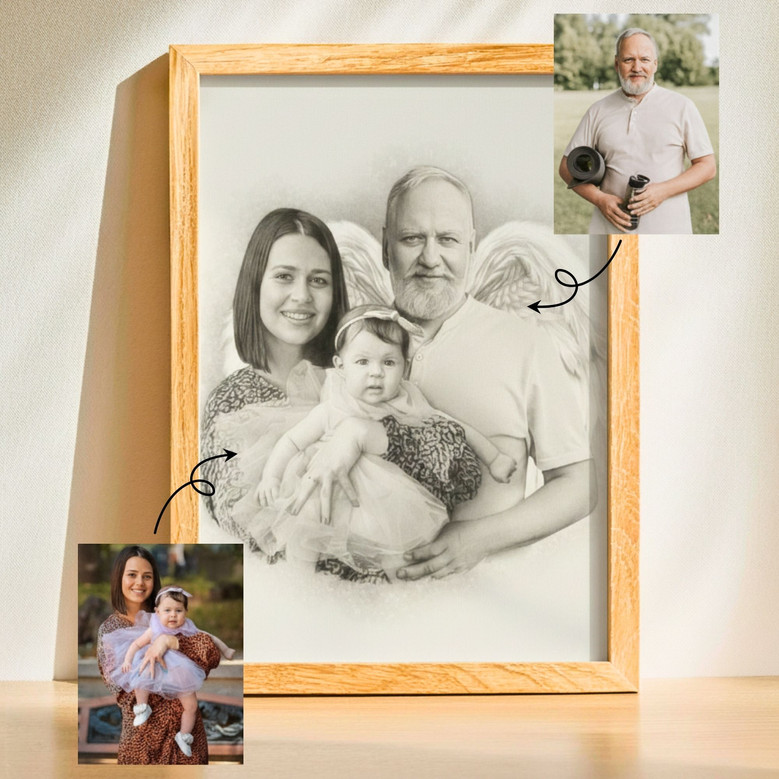 Add Deceased Loved One Photo - Custom Memorial Family Portrait on Canvas