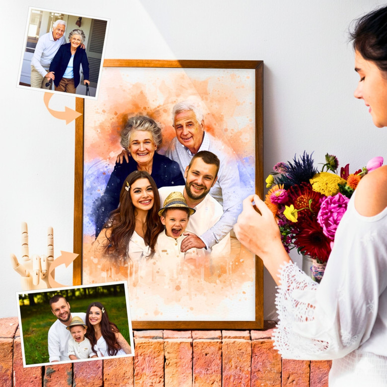 Add Deceased Loved One Photo - Custom Memorial Family Portrait on Canvas