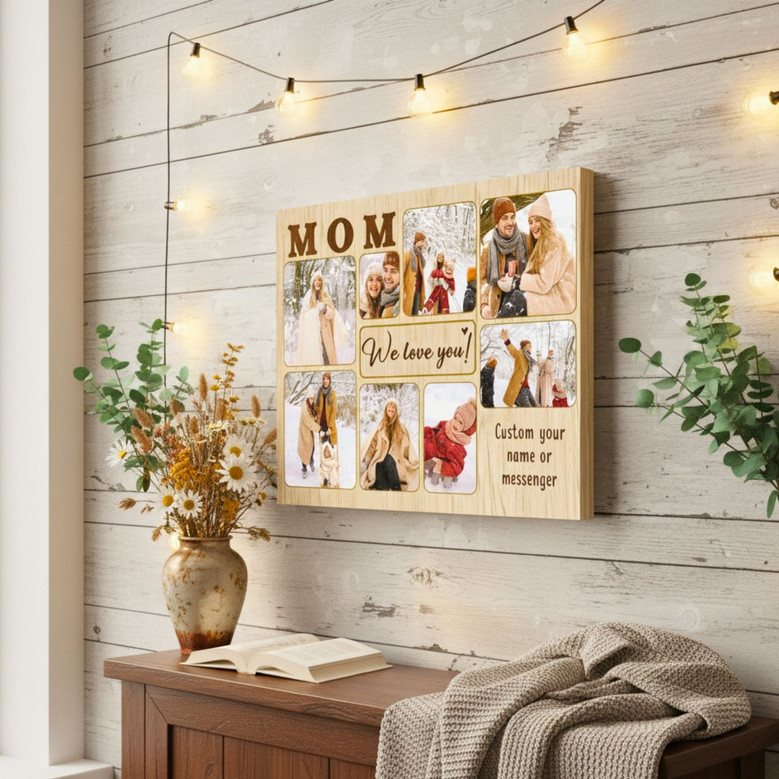 Custom Mother Son Photo Collage - Heartfelt Canvas Gift for Mom