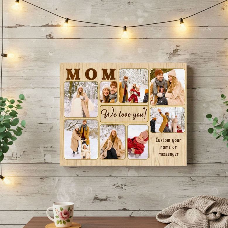 Custom Mother Son Photo Collage - Heartfelt Canvas Gift for Mom