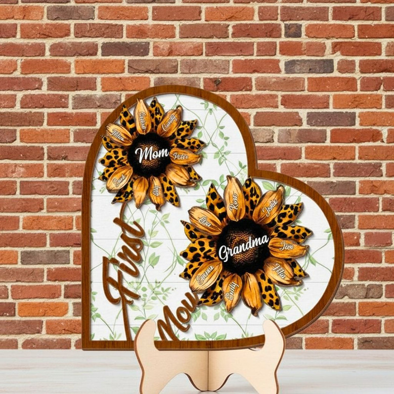 Personalized First Mom Now Grandma Wood Sign For Grandma Birthday Gift - Custom Kid's Name Rustic Wall Decor