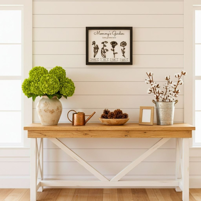 Personalized Mom's Garden Birth Flower Wood Sign With Names - Touching Mother's Day Gift