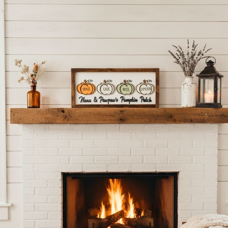 Touching Pumpkin Patch Wood Sign For Mom & Grandma - Personalized Family Kitchen Decor