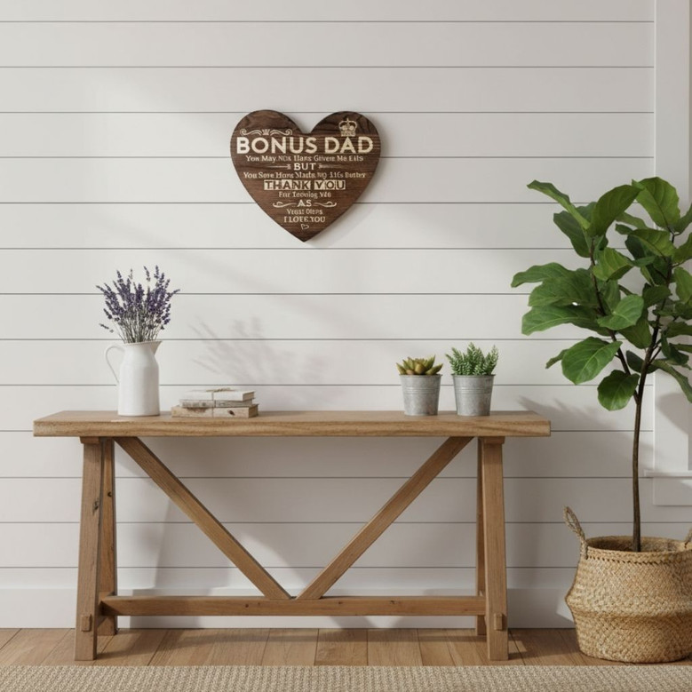 Touching Step Dad Gifts Wood Sign For Father's Day Birthday Christmas - Heartfelt Bonus Dad Plaque