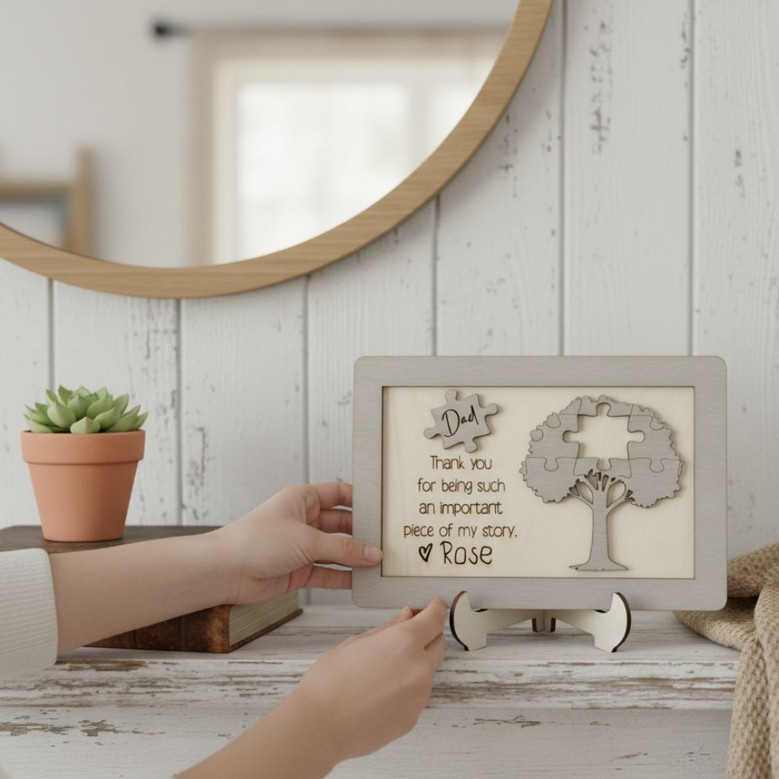 Thoughtful Custom Dad Puzzle Wood Sign – Perfect Father's Day Gift For Step And Bonus Dads