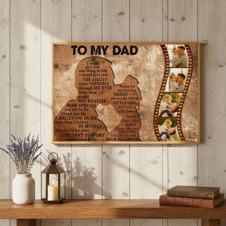 To My Dad Canvas - Gift For Dad from Daughter Custom Photo Canvas